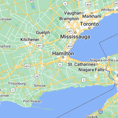 Map showing location of Hamilton (43.233410, -79.949640)