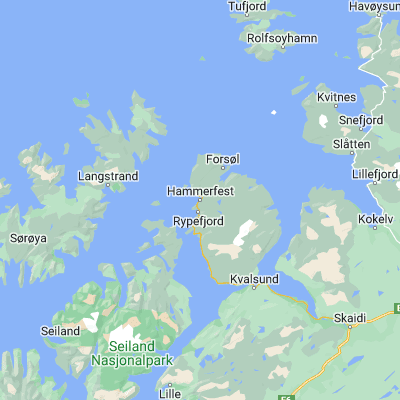 Map showing location of Hammerfest (70.663360, 23.682090)