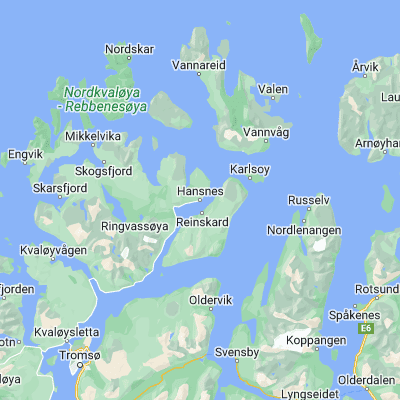 Map showing location of Hansnes (69.962370, 19.618620)