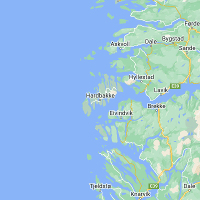 Map showing location of Hardbakke (61.071110, 4.837160)