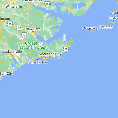 Map showing location of Harkers Island (34.695160, -76.559370)