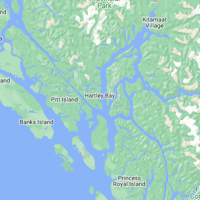 Map showing location of Hartley Bay (53.424980, -129.254240)