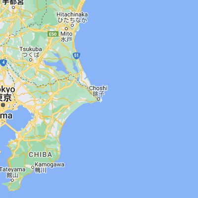 Map showing location of Hasaki (35.733330, 140.833330)