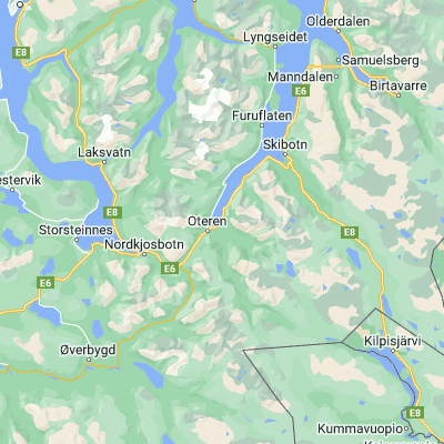 Map showing location of Hatteng (69.270720, 19.959440)