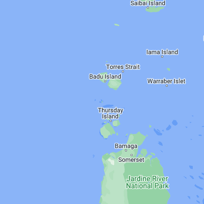 Map showing location of Hawkesbury Island (-10.371040, 142.131560)