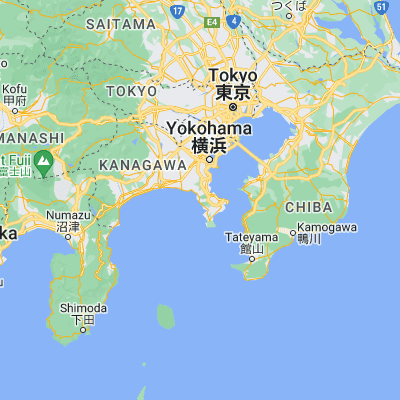 Map showing location of Hayama (35.266670, 139.583330)