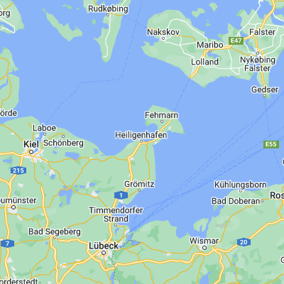 Map showing location of Heiligenhafen (54.369640, 10.980220)