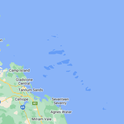 Map showing location of Heron Island (-23.442290, 151.914920)