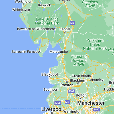 Map showing location of Heysham (54.043670, -2.893220)