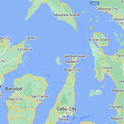 Map showing location of Hilantagaan (11.194300, 123.813100)
