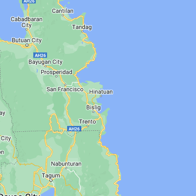 Map showing location of Hinatuan (8.372220, 126.334170)