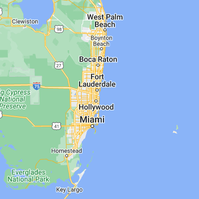 Map showing location of Hollywood Beach (26.028150, -80.114210)