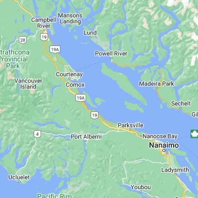 Map showing location of Hornby Island (49.534480, -124.669230)