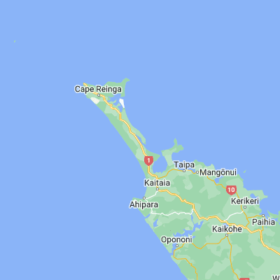 Map showing location of Houhora Harbour (-34.788180, 173.120180)
