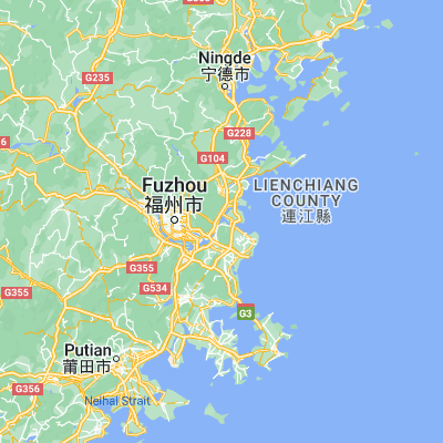 Map showing location of Houyu (26.061390, 119.535830)
