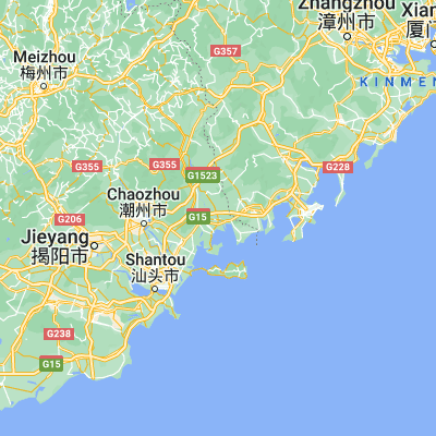 Map showing location of Huanggang (23.677040, 116.999610)