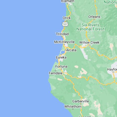 Map showing location of Humboldt Bay (40.749850, -124.209510)