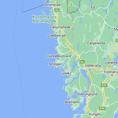 Map showing location of Hunnebostrand (58.441270, 11.303200)