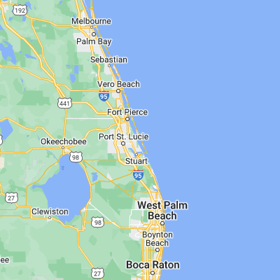 Map showing location of Hutchinson Island South (27.299490, -80.220450)