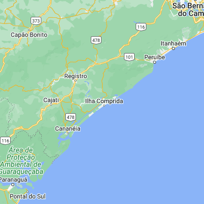 Map showing location of Iguape (-24.708060, -47.555280)
