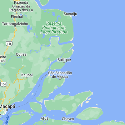 Map showing location of Ilha do Brigue (0.866670, -50.083330)