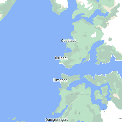 Map showing location of Ilulissat (69.216670, -51.100000)