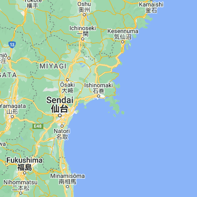 Map showing location of Ishinomaki (38.416670, 141.300000)