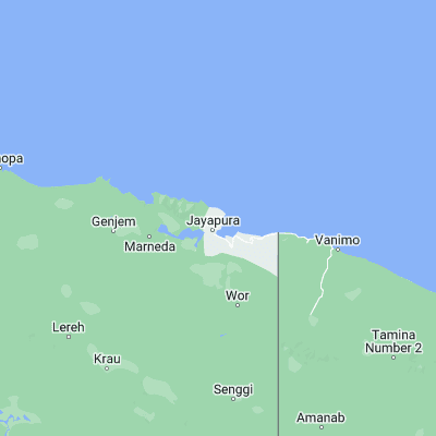 Map showing location of Jayapura (-2.533330, 140.700000)