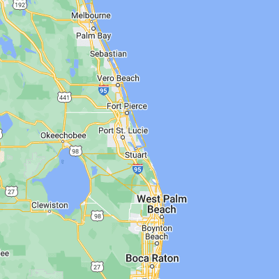 Map showing location of Jensen Beach (27.254490, -80.229770)