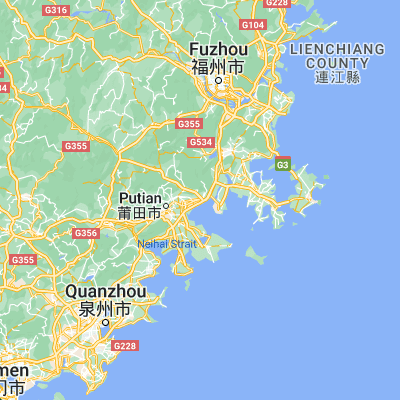 Map showing location of Jiangkou (25.487220, 119.198610)
