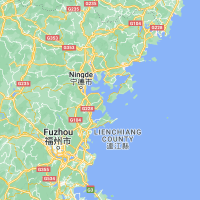 Map showing location of Jianjiang (26.549720, 119.755000)