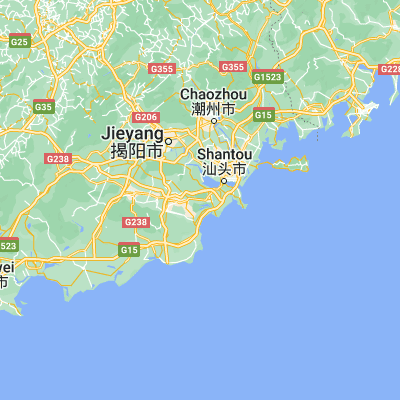 Map showing location of Jinpu (23.249890, 116.547930)