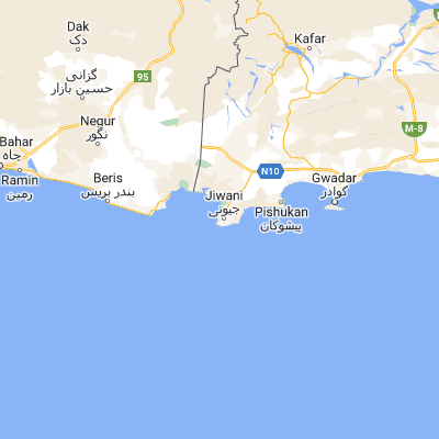 Map showing location of Jīwani (25.049920, 61.746800)