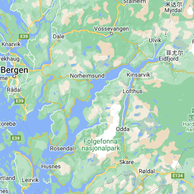 Map showing location of Jondal (60.275610, 6.252290)