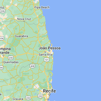 Map showing location of João Pessoa (-7.115000, -34.863060)
