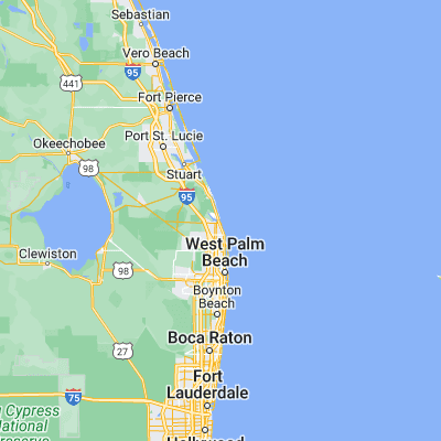 Map showing location of Jupiter Inlet (26.944270, -80.072170)