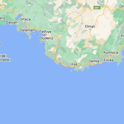 Map showing location of Kalkan (36.265100, 29.413690)