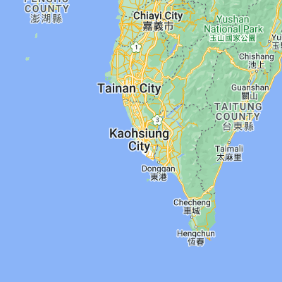 Map showing location of Kaohsiung (22.616260, 120.313330)