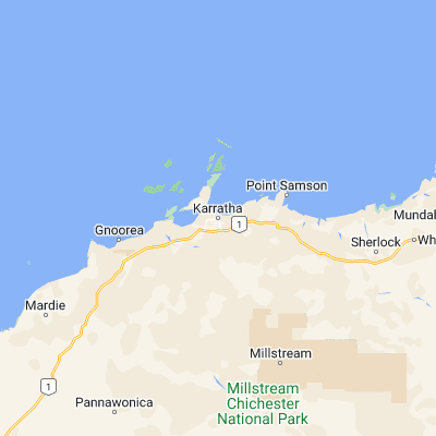 Map showing location of Karratha (-20.737650, 116.846290)