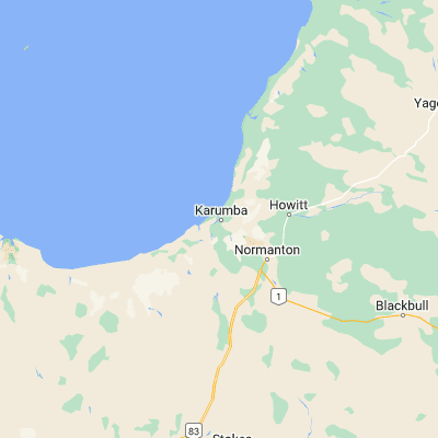 Map showing location of Karumba (-17.486910, 140.842620)