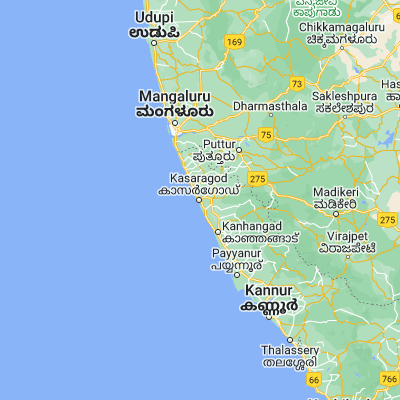 Map showing location of Kāsaragod (12.500000, 75.000000)