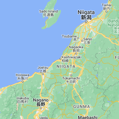 Map showing location of Kashiwazaki (37.366670, 138.550000)