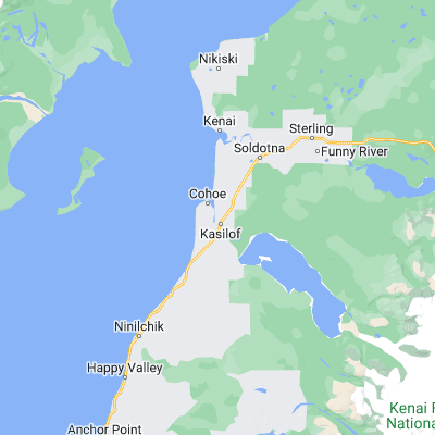 Map showing location of Kasilof (60.337500, -151.274440)