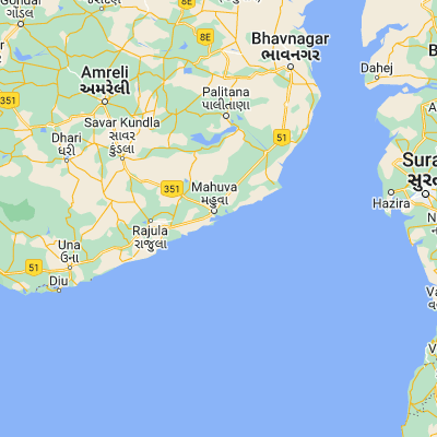 Map showing location of Katpur (21.050000, 71.783330)