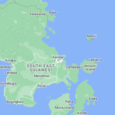 Map showing location of Kendari (-3.945000, 122.498890)