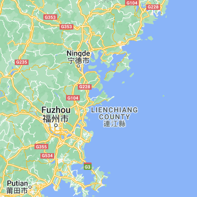 Map showing location of Kengyuan (26.340280, 119.767780)
