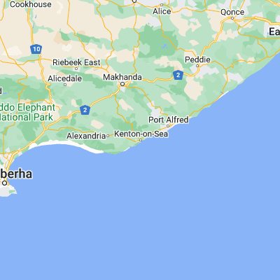 Map showing location of Kenton-on-Sea (-33.683000, 26.659000)