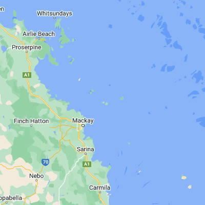 Map showing location of Keswick Island (-20.911110, 149.406660)