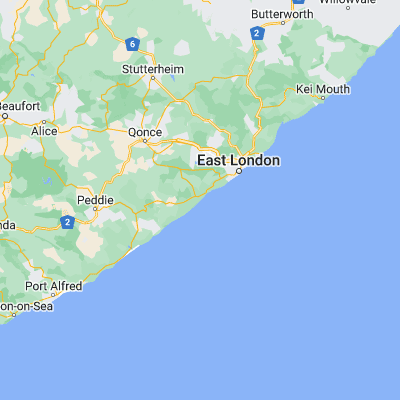 Map showing location of Kidd's Beach (-33.150000, 27.695000)
