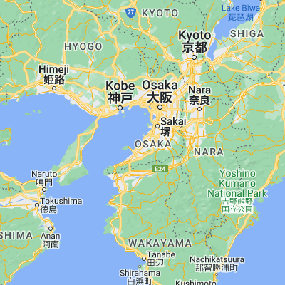 Map showing location of Kishiwada (34.466670, 135.366670)